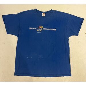 Kansas University Jayhawks 2008 National Champions Shirt Mens XL‎ Blue